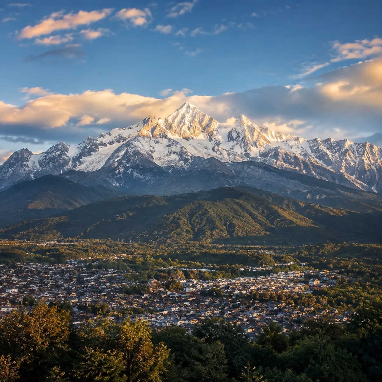 Jade Dragon Snow Mountain 5,596m peak with glacier
